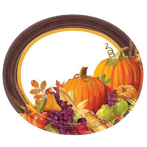 Amscan 12 Inch Harvest Oval Paper Plates, 8 each