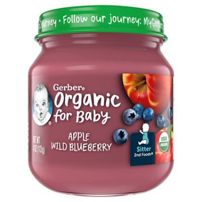 Gerber 2nd Foods Organic Apple Wild Blueberry Baby Food, Sitter, 4 oz