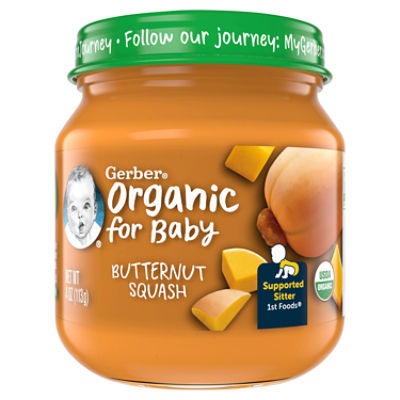 Gerber 1st Foods Organic for Baby Butternut Squash Baby Food, Supported Sitter, 4 oz