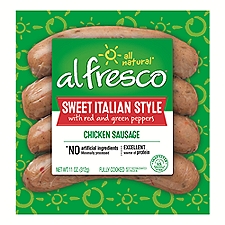 Alfresco Sweet Italian Style with Red and Green Peppers Chicken Sausage, 11 oz
