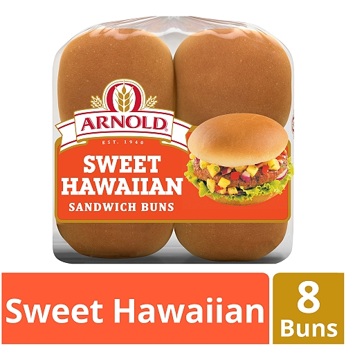 Arnold Hawaiian Buns, 8 count, 1 lb
Soft and sweet Arnold Sweet Hawaiian Buns