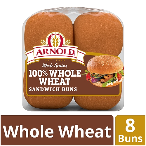 Arnold 100% Whole Whole Wheat Buns, 8 count, 1 lb
Arnold 100% Whole Wheat 8 count Buns are bursting with flavor and nutrients. Every freshly baked bun is free from artificial flavors, colors, and preservatives and has no high-fructose corn syrup, baked only with premium ingredients. 