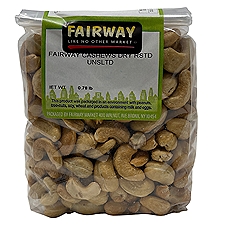 Fairway Cashews Dry Roasted Unsalted, 16 Ounce