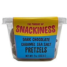 The Pursuit of Snackiness DARK CHOCOLATE CARAMEL SEA SALT PRETZELS, 9 oz
