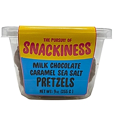 The Pursuit of Snackiness MILK CHOCOLATE CARAMEL SEA SALT PRETZELS, 9 oz