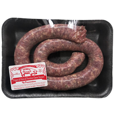 Serras Pepper, Onions & Cheese Sausage, 1 pound