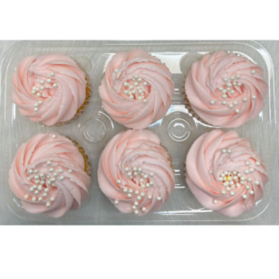 6 Pack Pink Champagne Cupcakes   , 10 oz