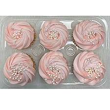 6 Pack Pink Champagne Cupcakes   , 10 Ounce
