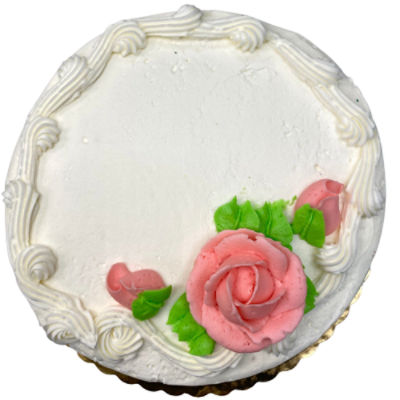 8'' Yellow Layer Cake with Vanilla Icing & Roses   , 26 oz