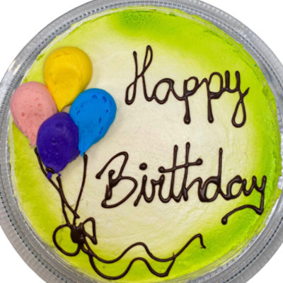 8'' Yellow Birthday Cake with Vanilla Cream Filling & Neon Icing, 32 oz
