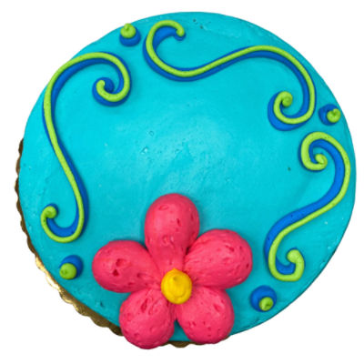 8'' Yellow Cake Strawberry Filled with Vanilla Icing Teal Colored, 32 oz