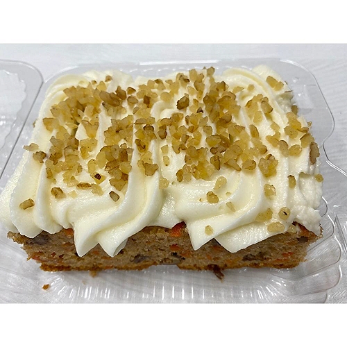 CARROT CAKE SLICE WITH CREAM CHEESE ICING. 7 OUNCES.