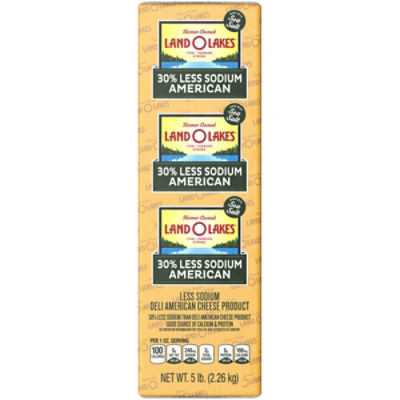 Land O Lakes 30% Less Sodium Yellow American Cheese, 1 Pound