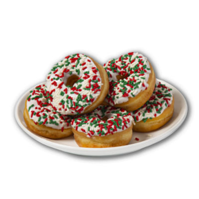 Fresh Bake Shop Petite Holiday Chocolate Iced Donuts w/ Sprinkles, 6 each