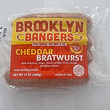 Brooklyn Bangers Cheddar Bratwurst, 12 Ounce