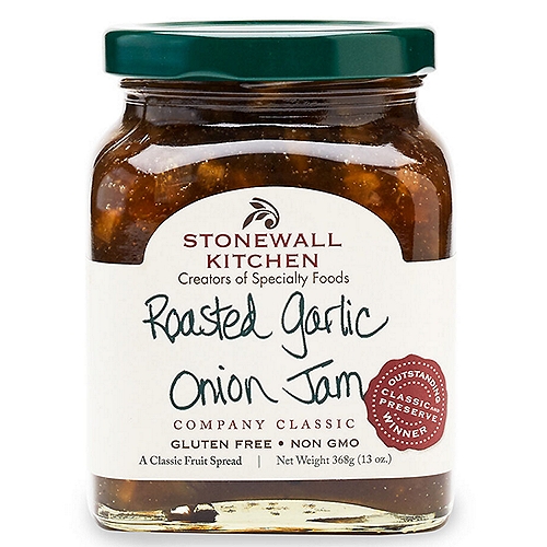 Stonewall Kitchen Roasted Garlic Onion Jam, 13 oz
Classic and Preserve - Outstanding Winner

A classic, top-selling favorite since our start at the farmers' market, this savory jam is superb with crackers, on a burger or paired with your favorite cheese as a pizza topping.