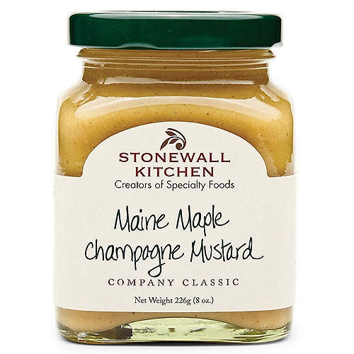 Stonewall Kitchen Maine Maple Champagne Mustard, 8 oz
Infused with our pure Maine maple syrup and bright champagne, this mustard is stellar as a pretzel dip or sandwich spread.