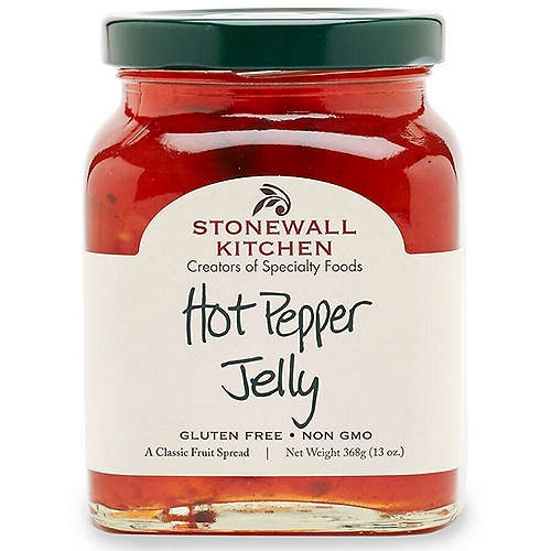 Stonewall Kitchen Hot Pepper Jelly, 13 oz
Four different peppers combine for the perfect sweet and spicy flavor. An essential for a quick, no nonsense appetizer, it's great with cream cheese and crackers and packs a punch in Asian dishes, pan sauces or stir-fries.