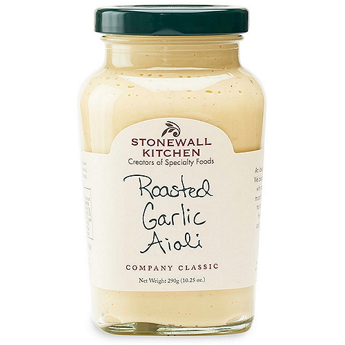 Stonewall Kitchen Roasted Garlic Aioli, 10.25 oz
An ideal spread for true garlic lovers. We blend a creamy mayonnaise base with roasted garlic and a touch of mustard to make a versatile topping that is perfect for dipping French fries and fresh veggies or for adding to a potato salad recipe.