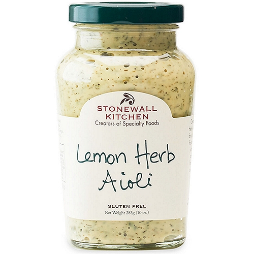 Stonewall Kitchen Lemon Herb Aioli, 10.25 oz
Creamy and versatile, our Lemon Herb Aioli makes a wonderful sauce for all types of fish. The bright lemon flavor of the aioli is enhanced with just the right touch of garlic, dill and tarragon.