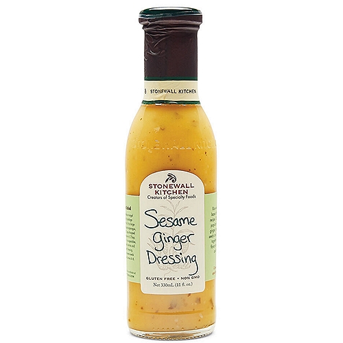 Stonewall Kitchen Sesame Ginger Dressing, 11 fl oz
Rice wine vinegar is the base of this Asian-inspired recipe. Our dressing popular ingredients such as ginger, orange juice, sesame seeds and green onions, which together add a wonderful flavor to your favorite salads and noodle dishes.