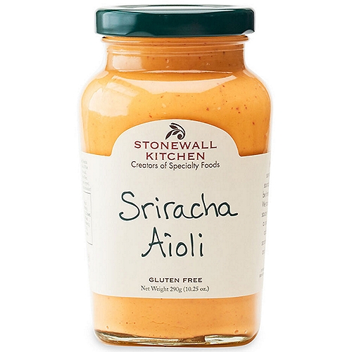 Stonewall Kitchen Sriracha Aioli, 10.5 oz
If the combination of sun-ripened chilies and garlic sounds good to you, then it may be time to fire up your taste buds! We took sriracha, a spicy dipping sauce from Thailand, and created a uniquely robust aioli that will add a flavorful kick to your sandwiches, burgers or chicken.