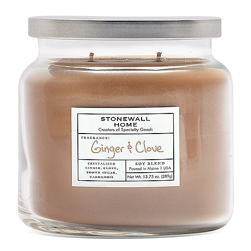 STONEWALL HOME GINGER AND CLOVE MED CANDLE, 13.75 oz