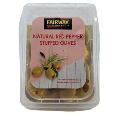 Fairway Natural Red Pepper Stuffed Olives, 16 oz