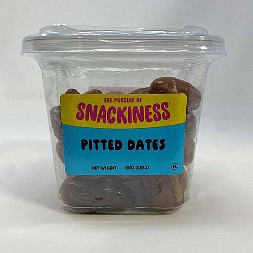 SNACKINESS PITTED DATES. 10 OUNCES.