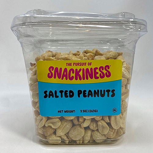 SNACKINESS SALTED PEANUTS. 9.5 OUNCES.