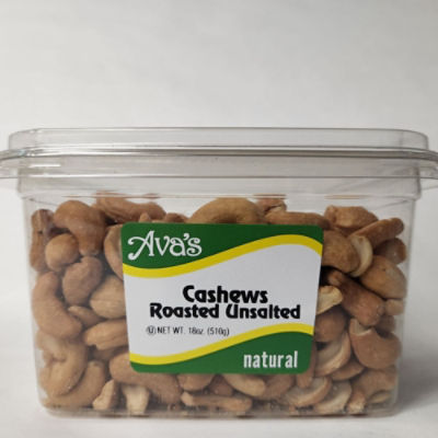 Ava's Natural Roasted Unsalted Cashews, 18 oz