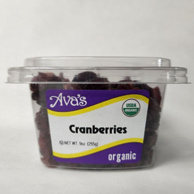 Ava's Dried Fruits and Snacks Organic Cranberries, 9 oz