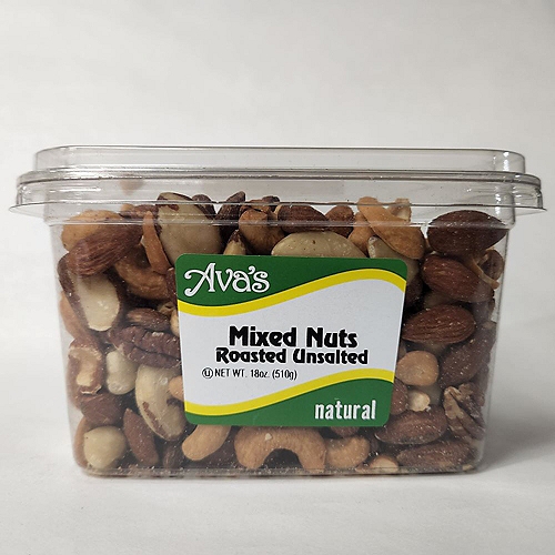 Ava's Natural Roasted Unsalted Mixed Nuts, 18 oz
