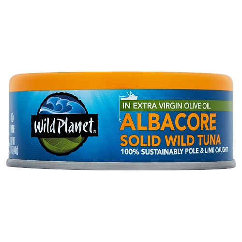 Wild Planet Albacore Solid Wild Tuna in Extra Virgin Olive Oil, 5 oz
Research Shows that Smaller Albacore, Such as Used by Wild Planet, Contain Less Mercury than Larger Albacore.