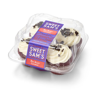 SWEET SAMS RED VELVET CUPCAKES 4PK W/L, 12 oz