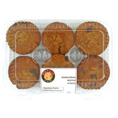 World Class Bakery Raisin Bran Muffins 6pk, 15 oz