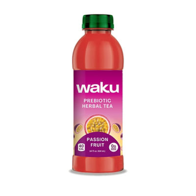 WAKU Passion Fruit Prebiotic Herbal Tea, 14.00 fluidOunceUS, 14 fl oz