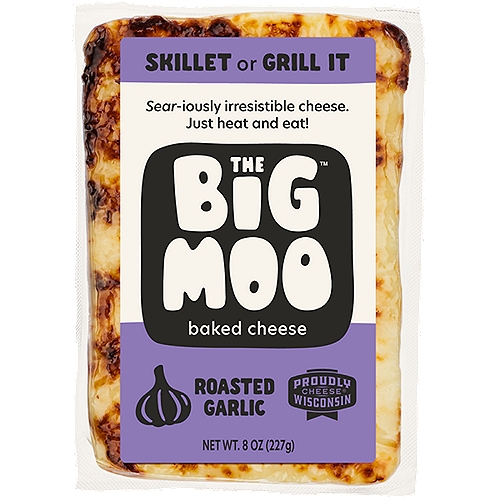 The Big Moo Roasted Garlic Baked Cheese, 8 oz
Proudly Wisconsin Cheese®
