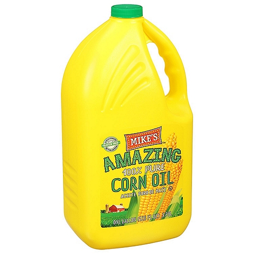 MIKES AMAZING CORN OIL. 100% PURE CORN OIL. A HEALTHY CHOICE FOR YOUR FAVORITE RECIPES. PERFECT FOR BAKING, FRYING AND SALADS, 1 Gallon

