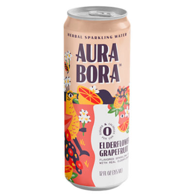 Aura Bora Grapefruit Elderflower Herbal Sparkling Water, 12 fl oz Fairway