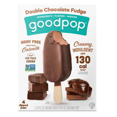 GoodPop Double Chocolate Fudge Dipped Pops, 2.25 fl oz, 4 count - Fairway