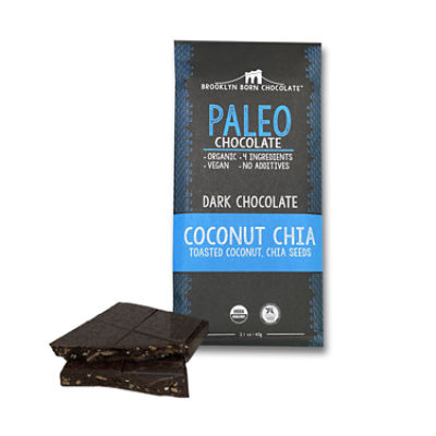 Brooklyn Born Chocolate Paleo Chocolate Bar - Coconut Chia, 2.1 oz
