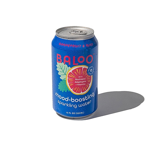 Baloo Mood Boosting Sparkling Water Grapefruit Mint, 12 oz
