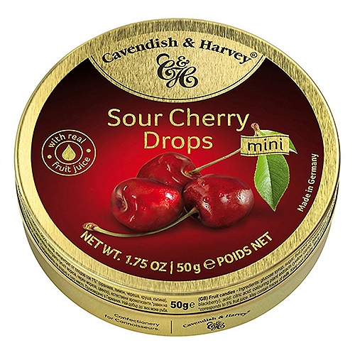 CAVENDISH AND HARVEY SOUR CHERRY DROPS 1.75 ounce