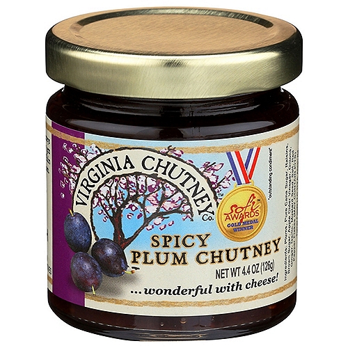 Spicy plum chutney best served with cheese. 4.4 oz
