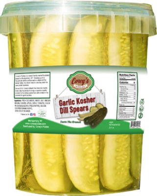 Corey's Pickles Corey's Pickles Garlic Kosher Dill Spears, 32 fl oz, 32 Fluid ounce 