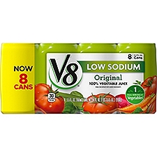 V8 Original Low Sodium 100% Vegetable Juice, 5.5 fl oz, 8 count