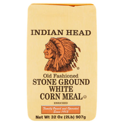 Indian Head Enriched Old Fashioned Stone Ground White Corn Meal, 32 oz