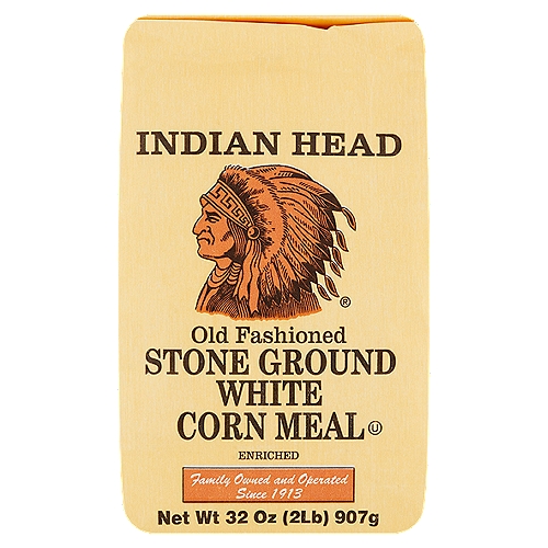 Indian Head Enriched Old Fashioned Stone Ground White Corn Meal, 32 oz