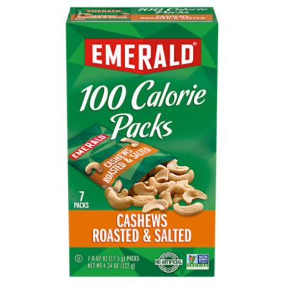 Emerald 100 Calorie Packs Roasted & Salted Cashews, 0.62 oz, 7 count, 4 Ounce